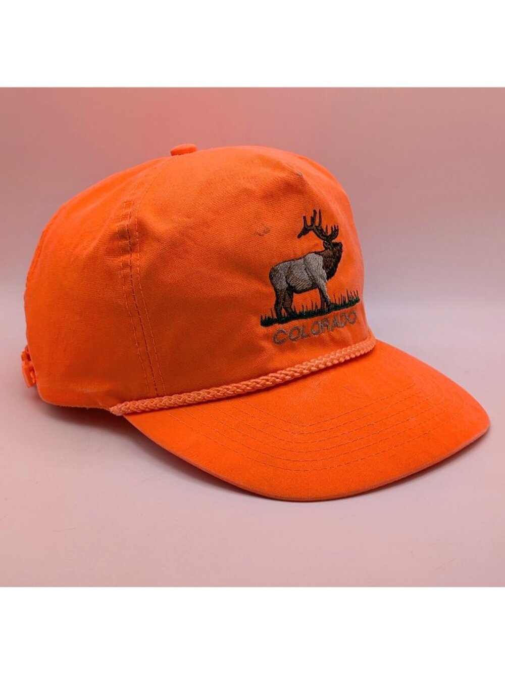 Colorado Elk Hat Orange Vintage Trucker Retro Adjustable Strap Back Cap Otto 80s